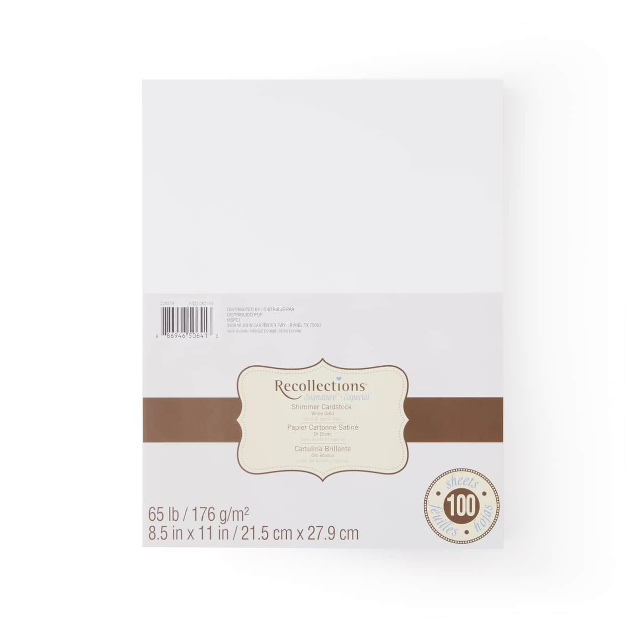 White Gold 8.5&#x22; x 11&#x22; Shimmer Cardstock Paper by Recollections&#x2122;, 100 Sheets